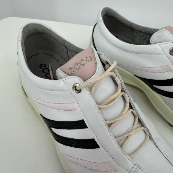 Ecco Women's Golf Shoes with Spikes size 42 EU or 11-11.5 US White Leather/Pink - Picture 4 of 14